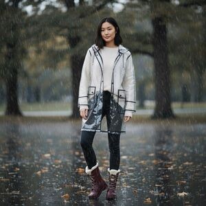 Michael Kors Red and Cream Winter Boots with Rugged Sole